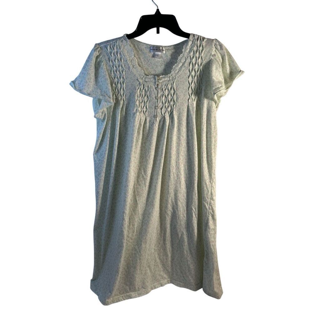 Miss Elaine gown large cottage core style green w/pastel flowers rn#17414